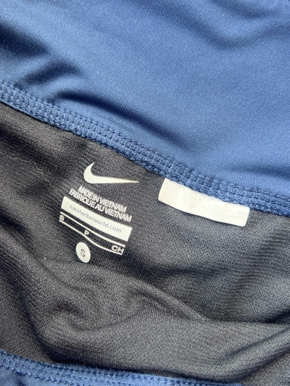 Nike Women's Navy Athletic Shorts with Blue Striped Waistband